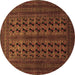 Round Persian Brown Traditional Rug, tr1804brn