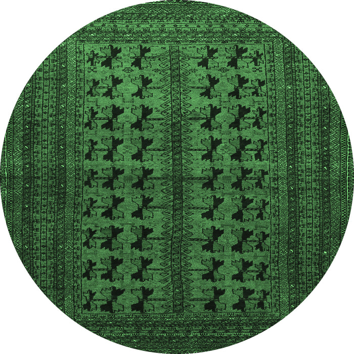 Round Persian Emerald Green Traditional Rug, tr1804emgrn