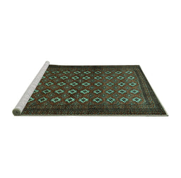 Sideview of Machine Washable Persian Turquoise Traditional Area Rugs, wshtr1805turq