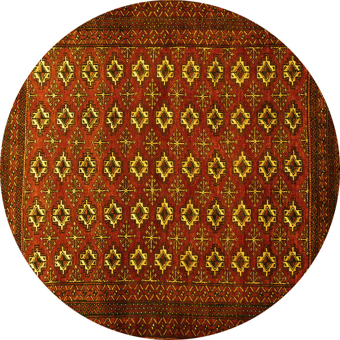 Round Persian Yellow Traditional Rug, tr1805yw
