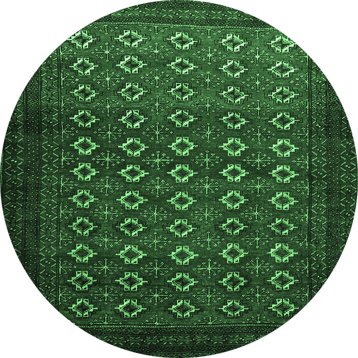 Round Persian Emerald Green Traditional Rug, tr1805emgrn
