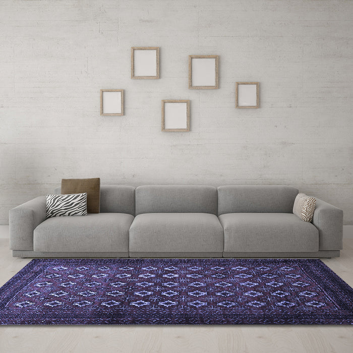 Machine Washable Persian Blue Traditional Rug in a Living Room, wshtr1805blu
