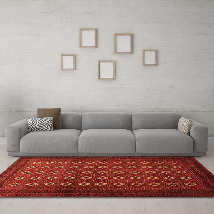 Machine Washable Persian Orange Traditional Area Rugs in a Living Room, wshtr1805org