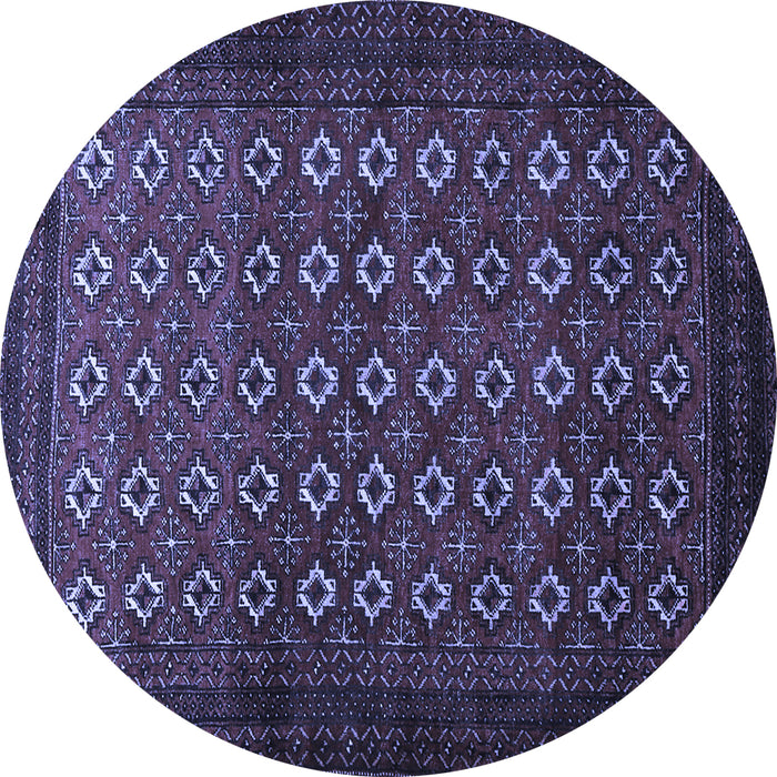 Round Machine Washable Persian Blue Traditional Rug, wshtr1805blu
