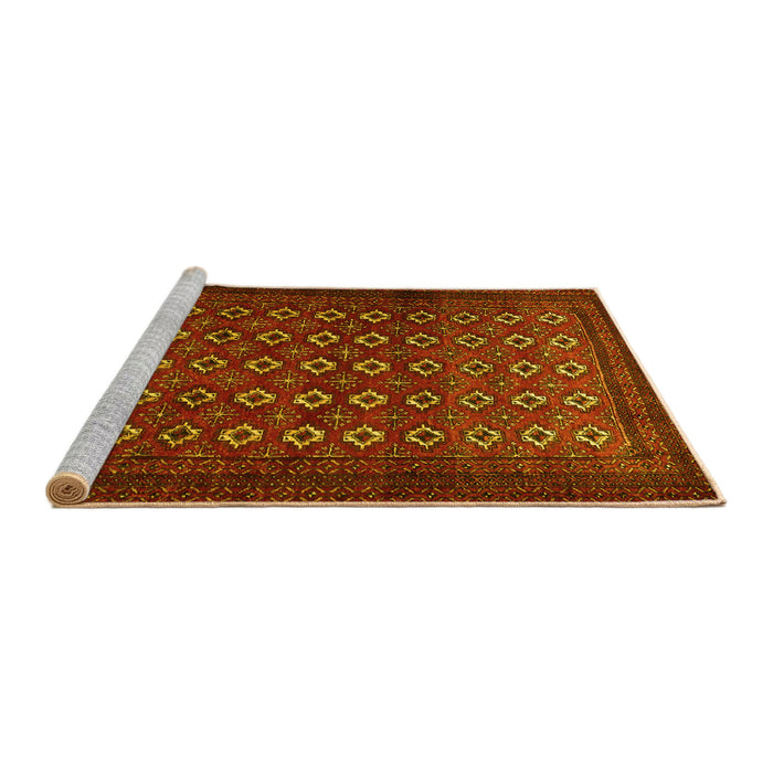 Sideview of Machine Washable Persian Yellow Traditional Rug, wshtr1805yw