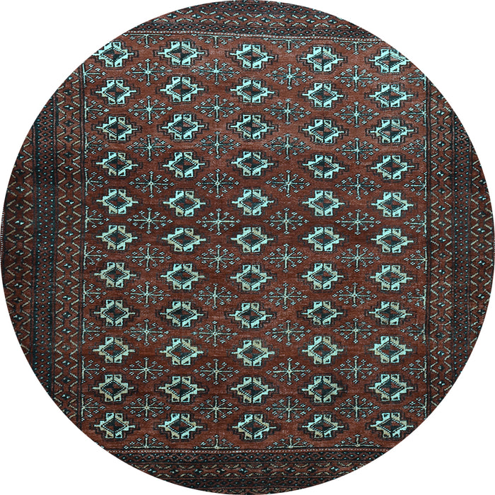 Round Machine Washable Persian Light Blue Traditional Rug, wshtr1805lblu