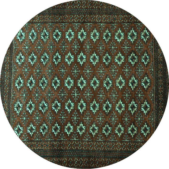 Round Persian Turquoise Traditional Rug, tr1805turq
