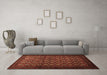 Machine Washable Persian Brown Traditional Rug in a Living Room,, wshtr1805brn