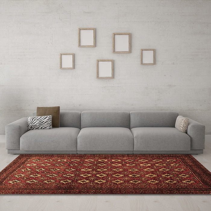 Machine Washable Persian Brown Traditional Rug in a Living Room,, wshtr1805brn