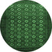 Round Machine Washable Persian Emerald Green Traditional Area Rugs, wshtr1805emgrn