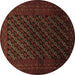 Round Machine Washable Persian Brown Traditional Rug, wshtr1806brn