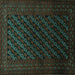 Square Machine Washable Persian Turquoise Traditional Area Rugs, wshtr1806turq