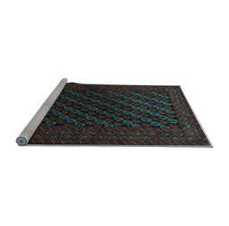 Sideview of Machine Washable Persian Light Blue Traditional Rug, wshtr1806lblu