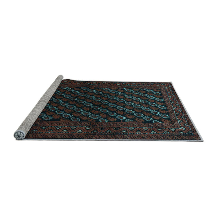Sideview of Machine Washable Persian Light Blue Traditional Rug, wshtr1806lblu
