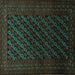 Square Persian Turquoise Traditional Rug, tr1806turq