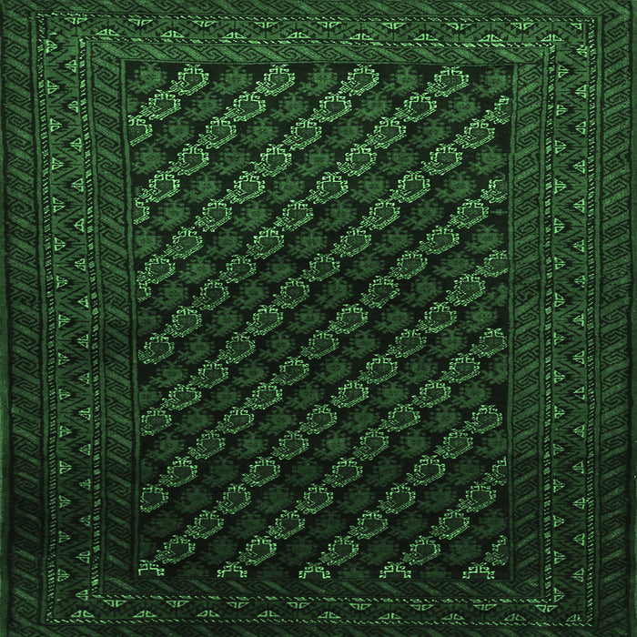 Square Machine Washable Persian Emerald Green Traditional Area Rugs, wshtr1806emgrn