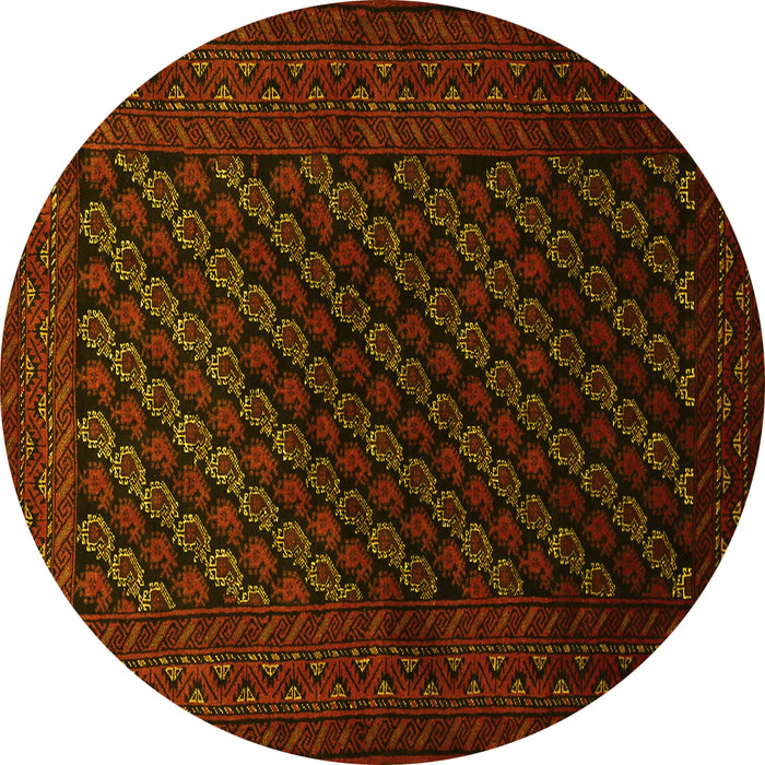 Round Machine Washable Persian Yellow Traditional Rug, wshtr1806yw