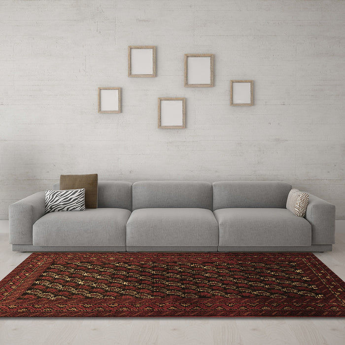 Machine Washable Persian Brown Traditional Rug in a Living Room,, wshtr1806brn