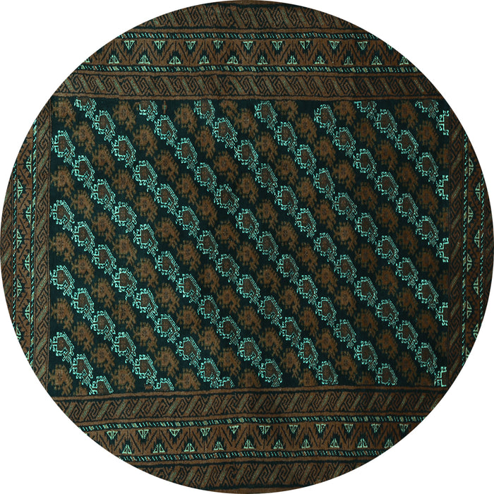 Round Persian Turquoise Traditional Rug, tr1806turq