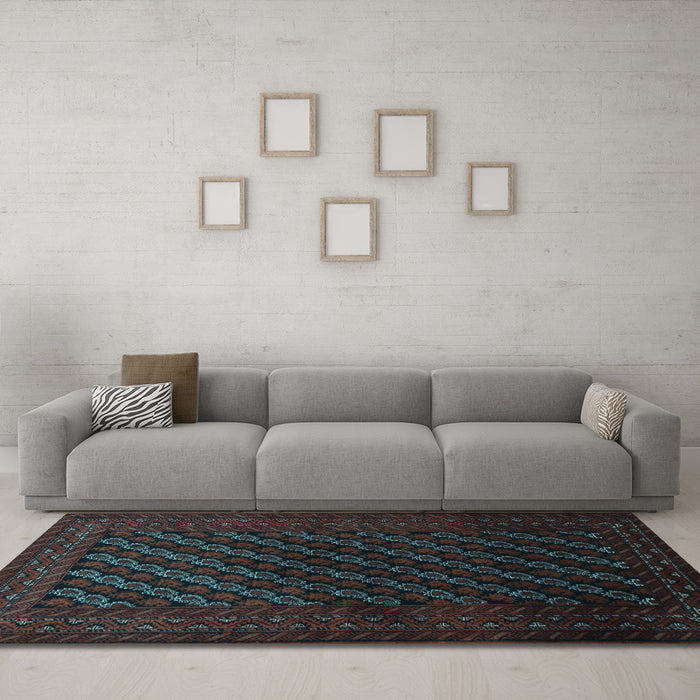 Machine Washable Persian Light Blue Traditional Rug in a Living Room, wshtr1806lblu