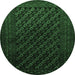 Round Machine Washable Persian Emerald Green Traditional Area Rugs, wshtr1806emgrn