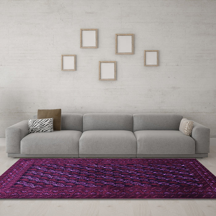 Machine Washable Persian Purple Traditional Area Rugs in a Living Room, wshtr1806pur