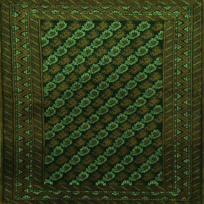 Round Machine Washable Persian Green Traditional Area Rugs, wshtr1806grn