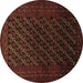 Round Persian Brown Traditional Rug, tr1806brn