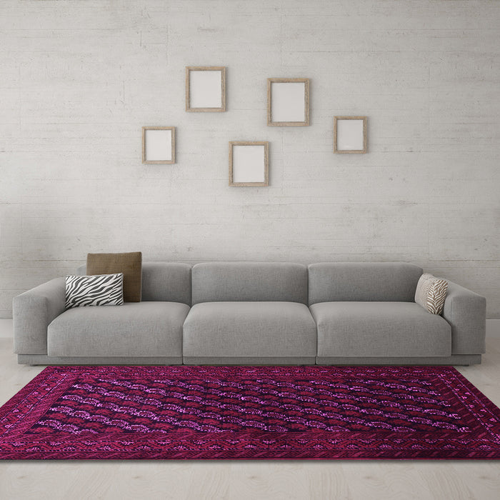 Machine Washable Persian Pink Traditional Rug in a Living Room, wshtr1806pnk