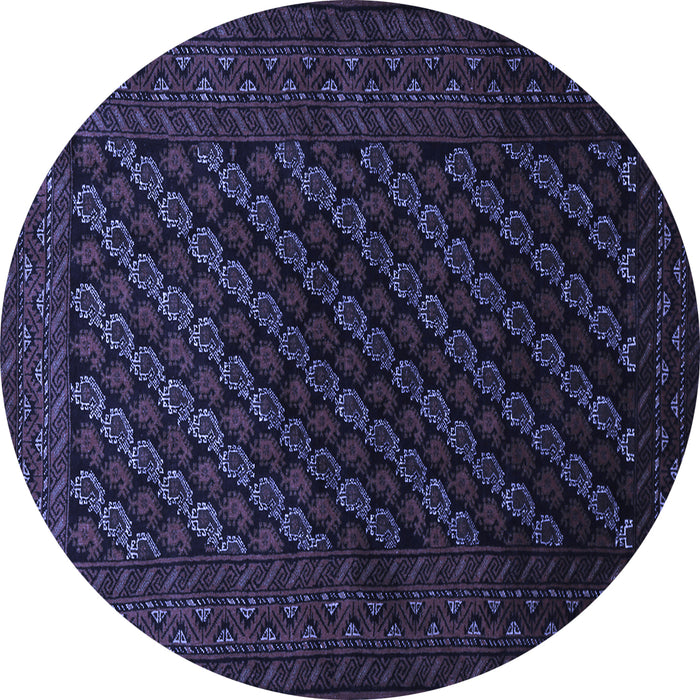 Round Machine Washable Persian Blue Traditional Rug, wshtr1806blu