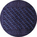 Round Machine Washable Persian Blue Traditional Rug, wshtr1806blu