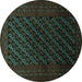 Round Machine Washable Persian Turquoise Traditional Area Rugs, wshtr1806turq