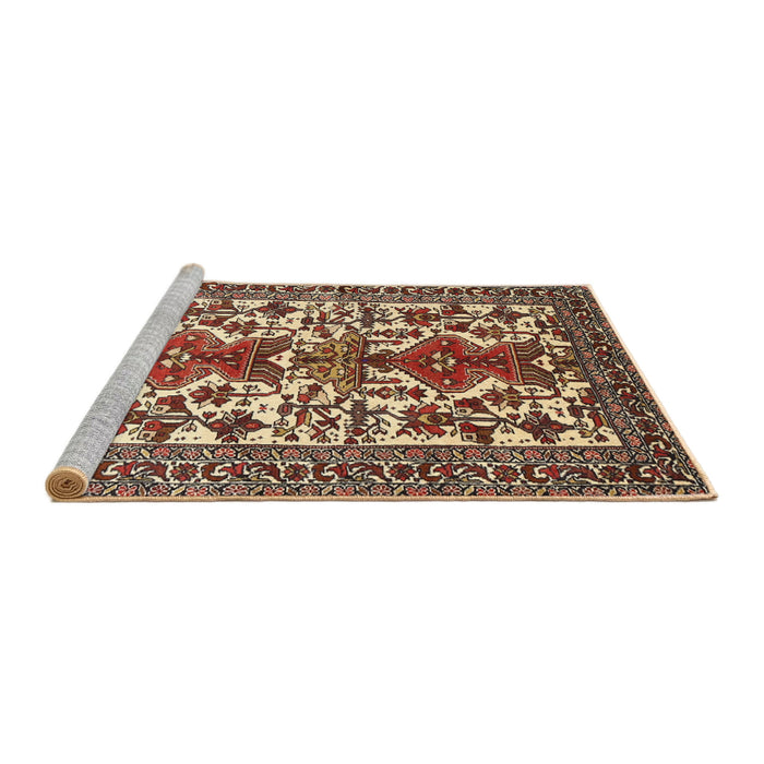 Sideview of Machine Washable Traditional Saffron Red Rug, wshtr1807