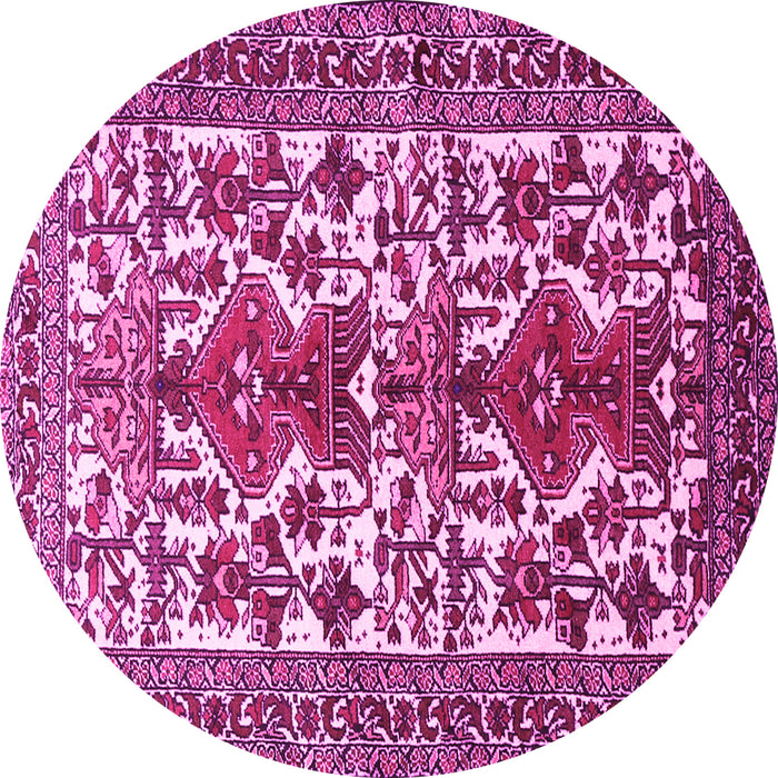 Round Machine Washable Persian Pink Traditional Rug, wshtr1807pnk