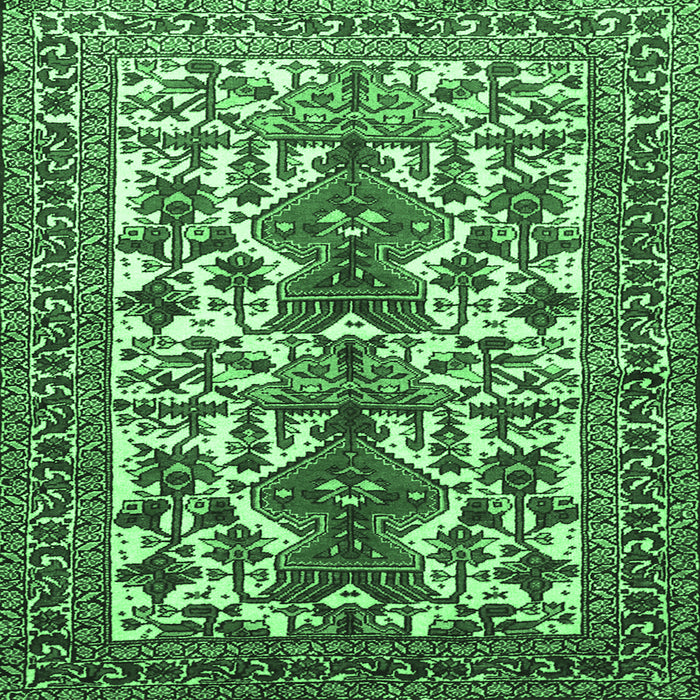 Square Machine Washable Persian Emerald Green Traditional Area Rugs, wshtr1807emgrn