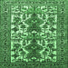 Square Machine Washable Persian Emerald Green Traditional Area Rugs, wshtr1807emgrn