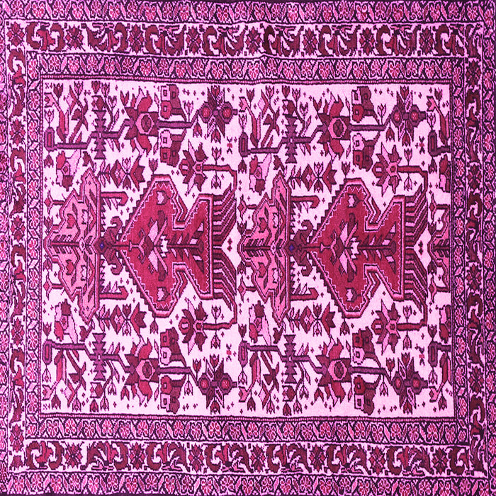 Square Machine Washable Persian Pink Traditional Rug, wshtr1807pnk