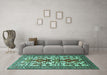 Machine Washable Persian Turquoise Traditional Area Rugs in a Living Room,, wshtr1807turq