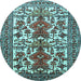 Round Machine Washable Persian Light Blue Traditional Rug, wshtr1807lblu