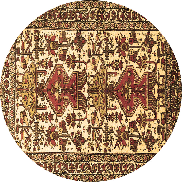 Round Persian Brown Traditional Rug, tr1807brn