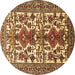 Round Persian Brown Traditional Rug, tr1807brn