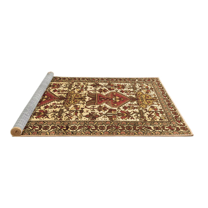 Sideview of Machine Washable Persian Brown Traditional Rug, wshtr1807brn