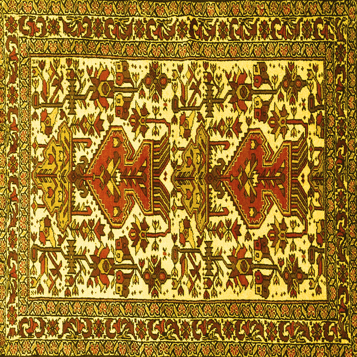 Square Machine Washable Persian Yellow Traditional Rug, wshtr1807yw