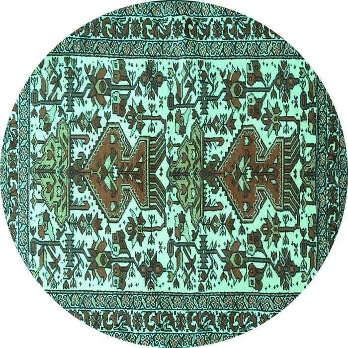 Round Persian Turquoise Traditional Rug, tr1807turq