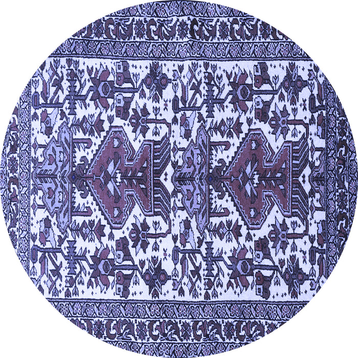 Round Machine Washable Persian Blue Traditional Rug, wshtr1807blu