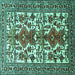 Square Machine Washable Persian Turquoise Traditional Area Rugs, wshtr1807turq