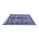 Sideview of Machine Washable Persian Blue Traditional Rug, wshtr1807blu