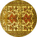 Round Machine Washable Persian Yellow Traditional Rug, wshtr1807yw