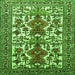 Round Machine Washable Persian Green Traditional Area Rugs, wshtr1807grn