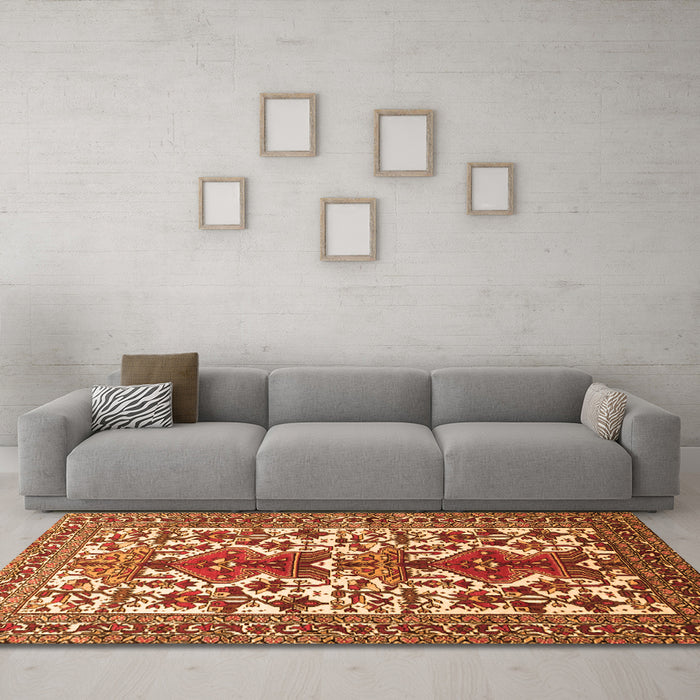 Machine Washable Persian Orange Traditional Area Rugs in a Living Room, wshtr1807org